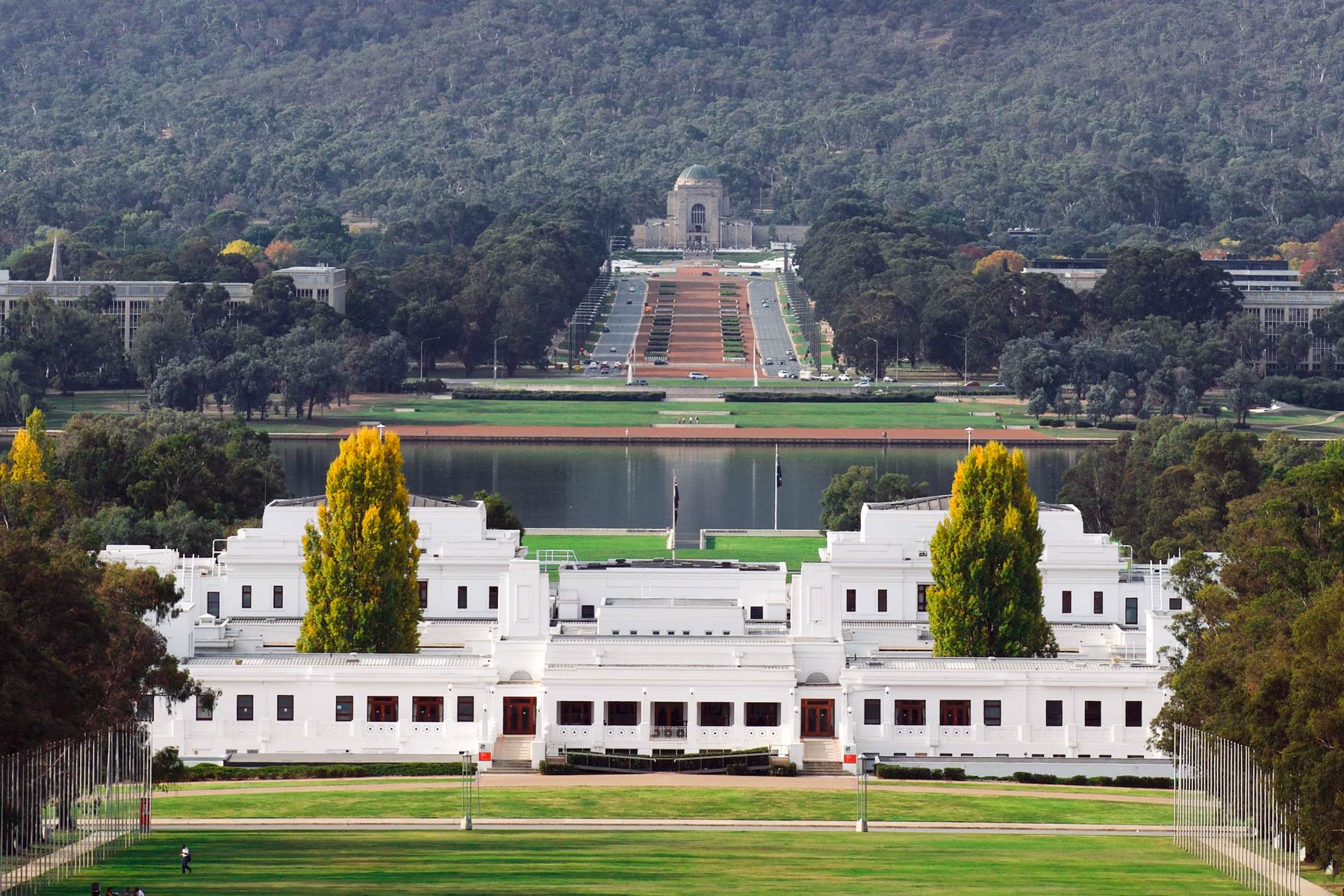 The view from the Old Parliament House to the Australian War Memorial